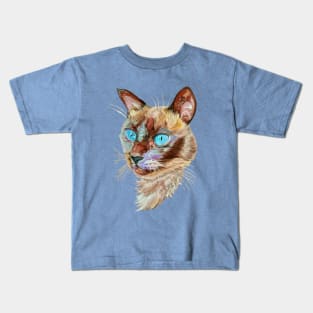 Siamese Cat Portrait (Soft Pastel Painting) Kids T-Shirt